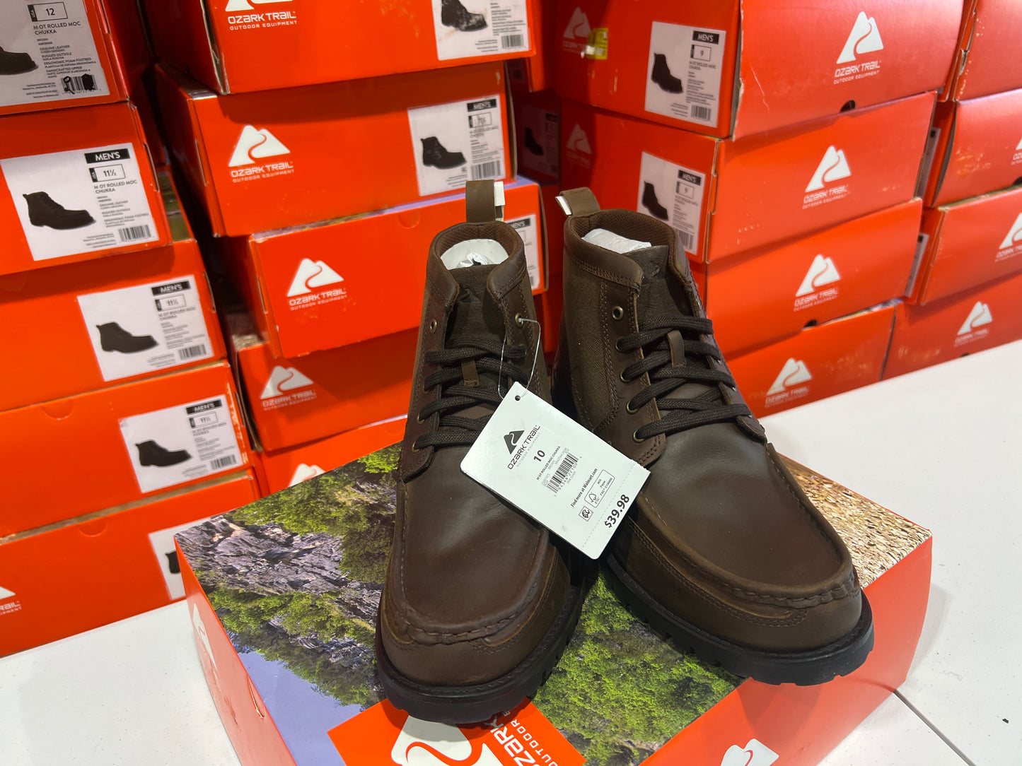 Men's Ozark Trail Genuine Leather Boots Pallet -$3,999 Retail Value-Free Shipping